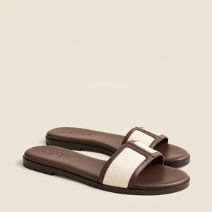 New! J. Crew Georgina Sandals in Canvas and Leather